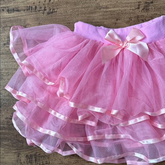 Pink Layered Tulle Skirt with Bow - Picture 4 of 5